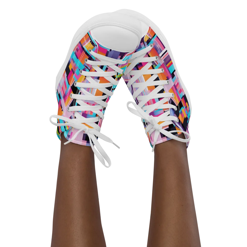 Chromatic Circuit on Women's High Top Canvas Shoes — Front