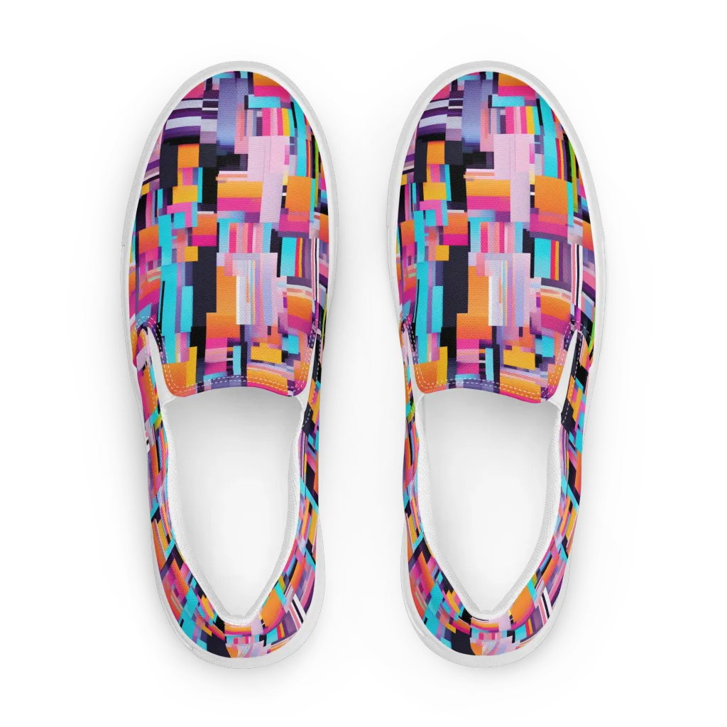 Chromatic Circuit on Men's Slip-On Canvas Shoes — Front