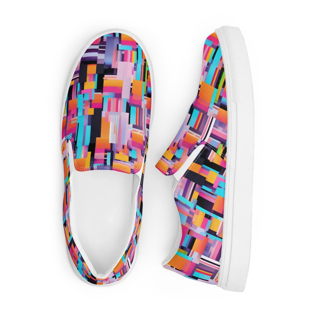 Chromatic Circuit on Men's Slip-On Canvas Shoes — Front