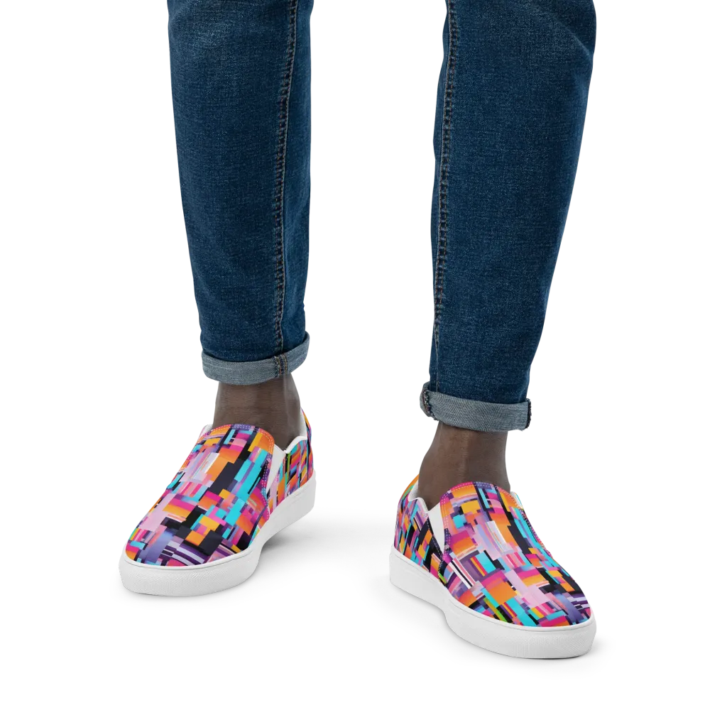 Chromatic Circuit on Men's Slip-On Canvas Shoes — Front