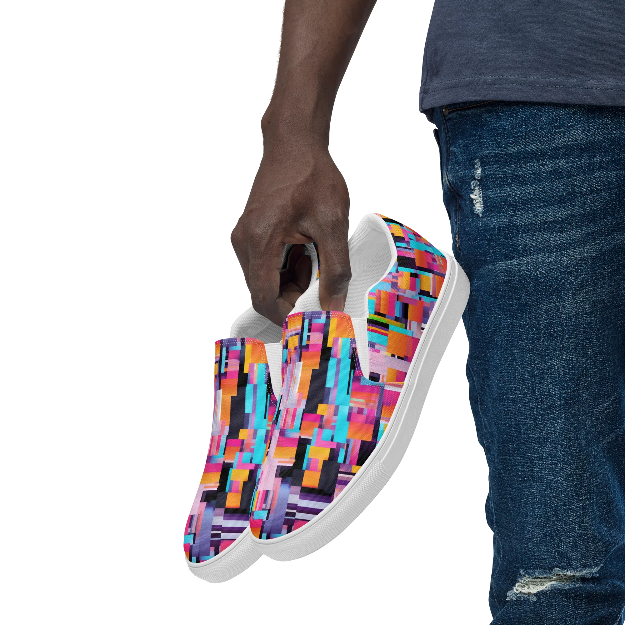 Chromatic Circuit on Men's Slip-On Canvas Shoes — Left Front