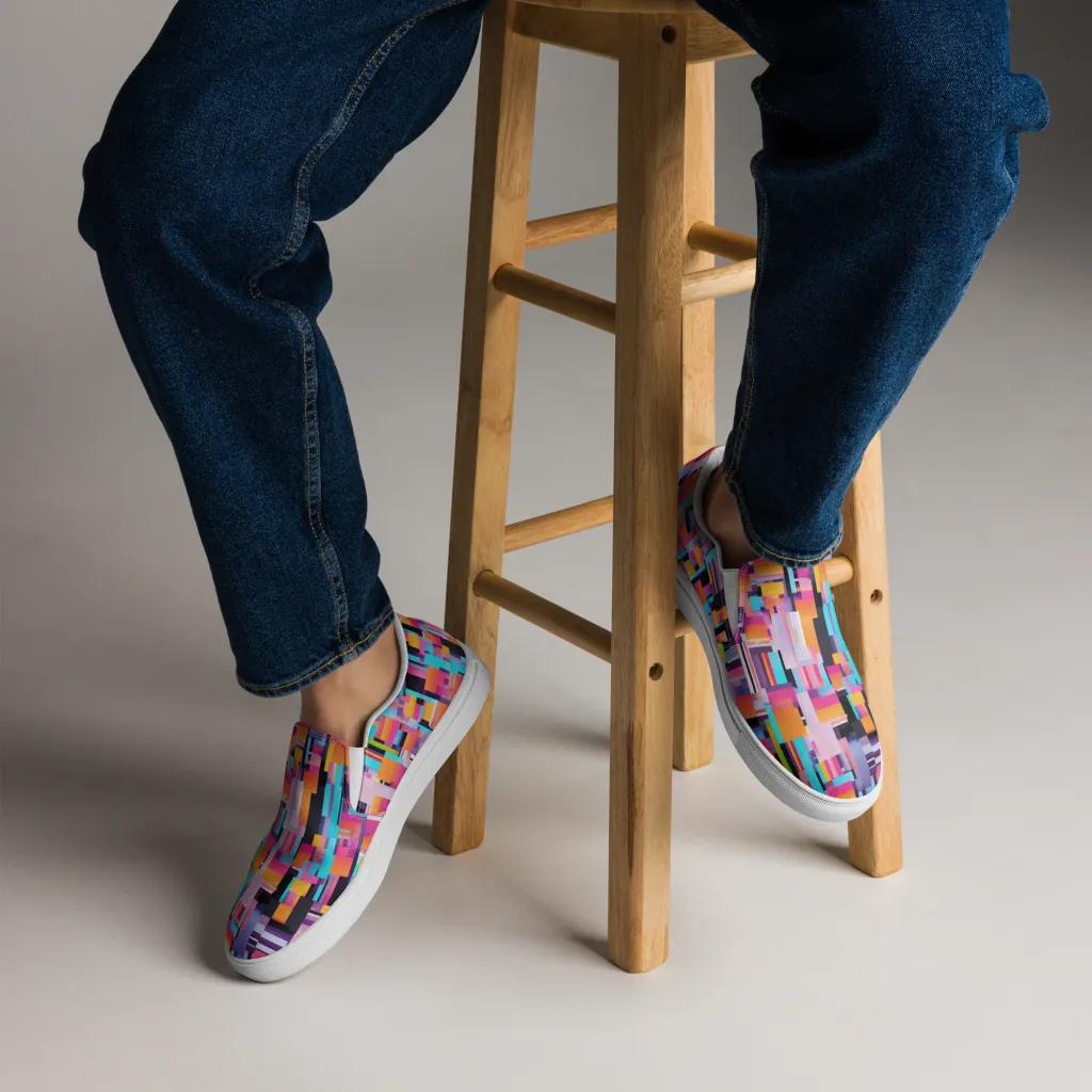 Chromatic Circuit on Men's Slip-On Canvas Shoes — Front