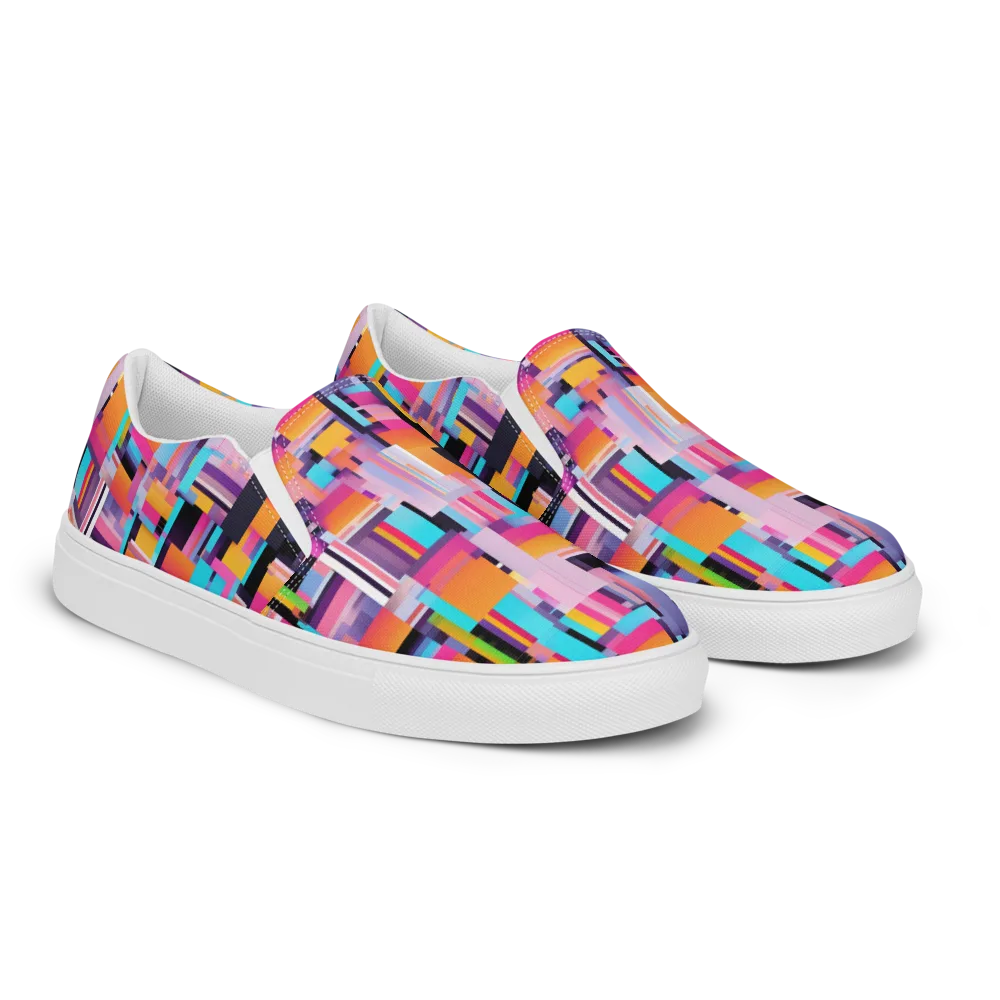 Chromatic Circuit on Women's Slip-On Canvas Shoes — Right Front
