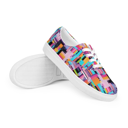 Chromatic Circuit on a Men's Lace-Up Canvas Shoes