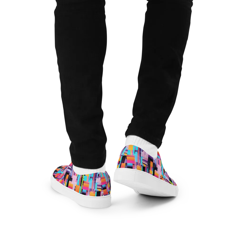 Chromatic Circuit on Men's Lace-Up Canvas Shoes — Back