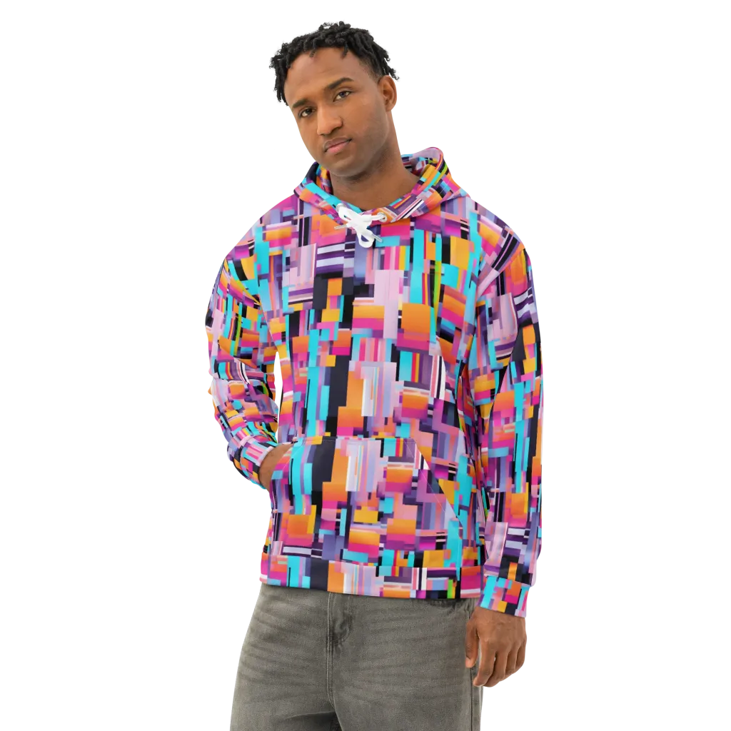 Chromatic Circuit on Cotton Hoodie — Left Front