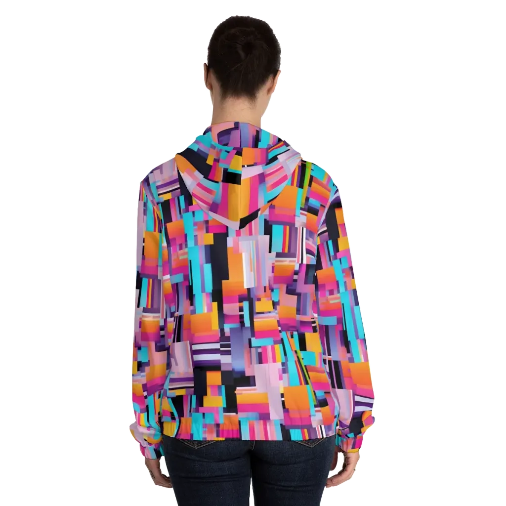Chromatic Circuit on Women's Full-Zip Hoodie — Back On Person