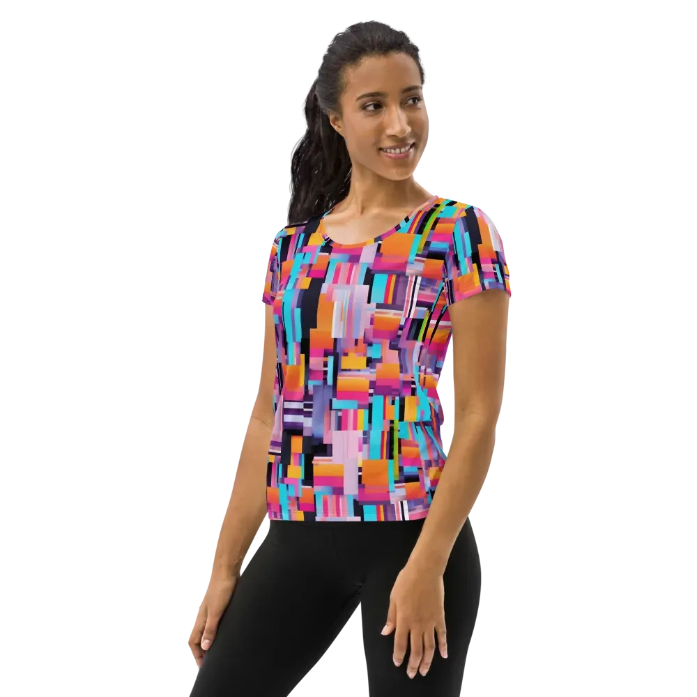Chromatic Circuit on Women's Athletic T-Shirt — Left