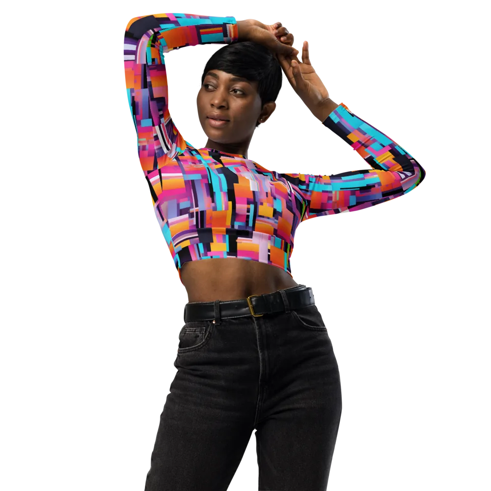 Chromatic Circuit on Long Sleeve Crop Top — Front