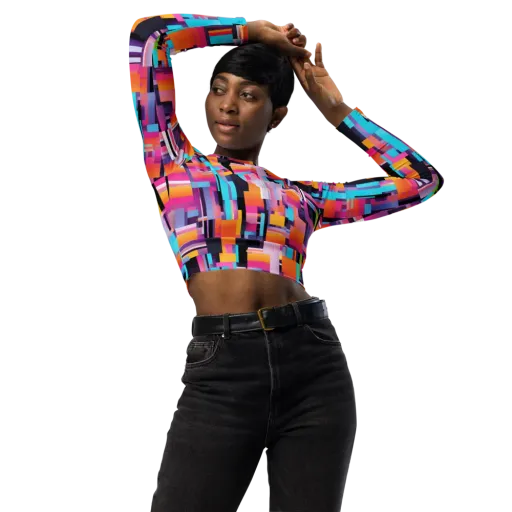 Chromatic Circuit on a Long Sleeve Crop Top