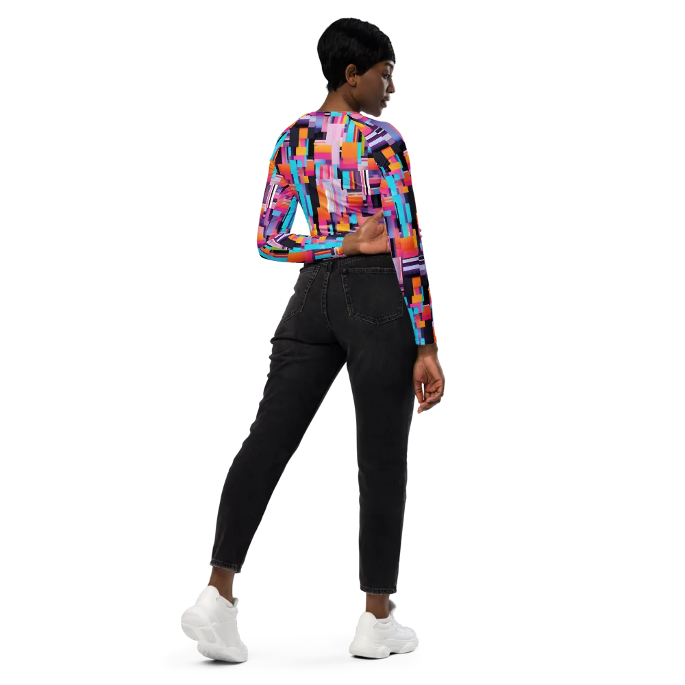 Chromatic Circuit on Long Sleeve Crop Top — Right Back
