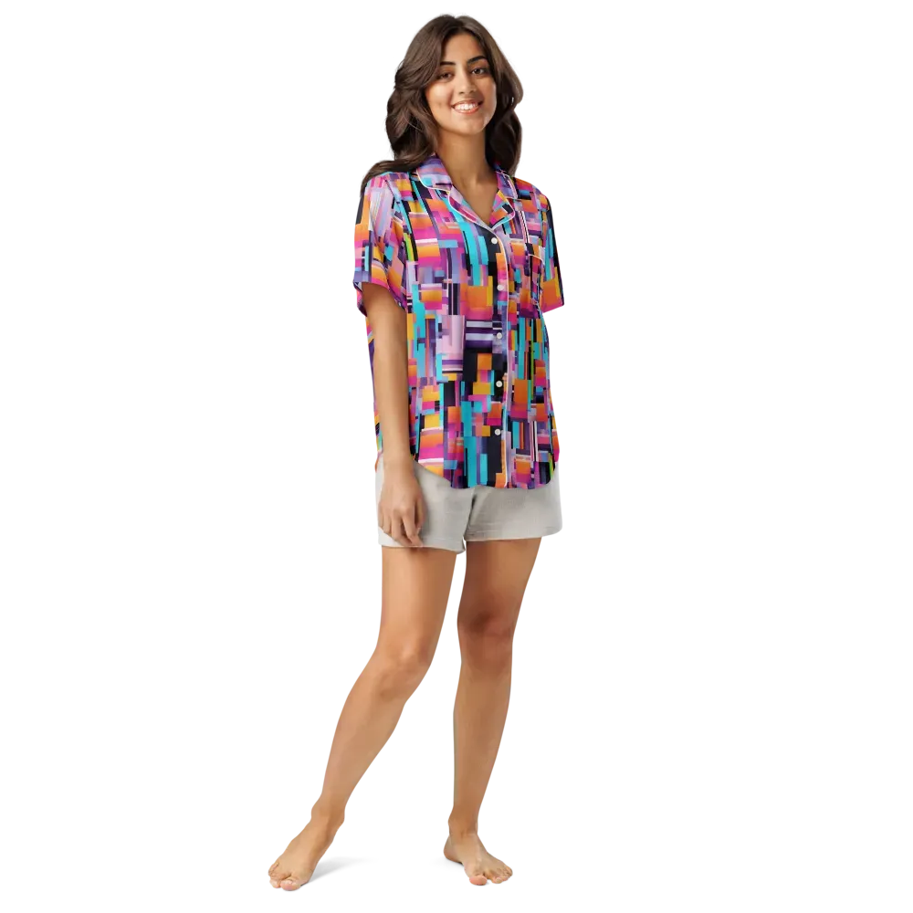 Chromatic Circuit on Women's Short Sleeve Pajama Top — Front
