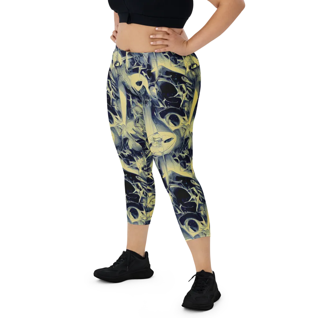 Lunar Distortion on Capri Leggings — Front