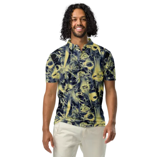 Lunar Distortion on a Men's Slim Fit Polo Shirt