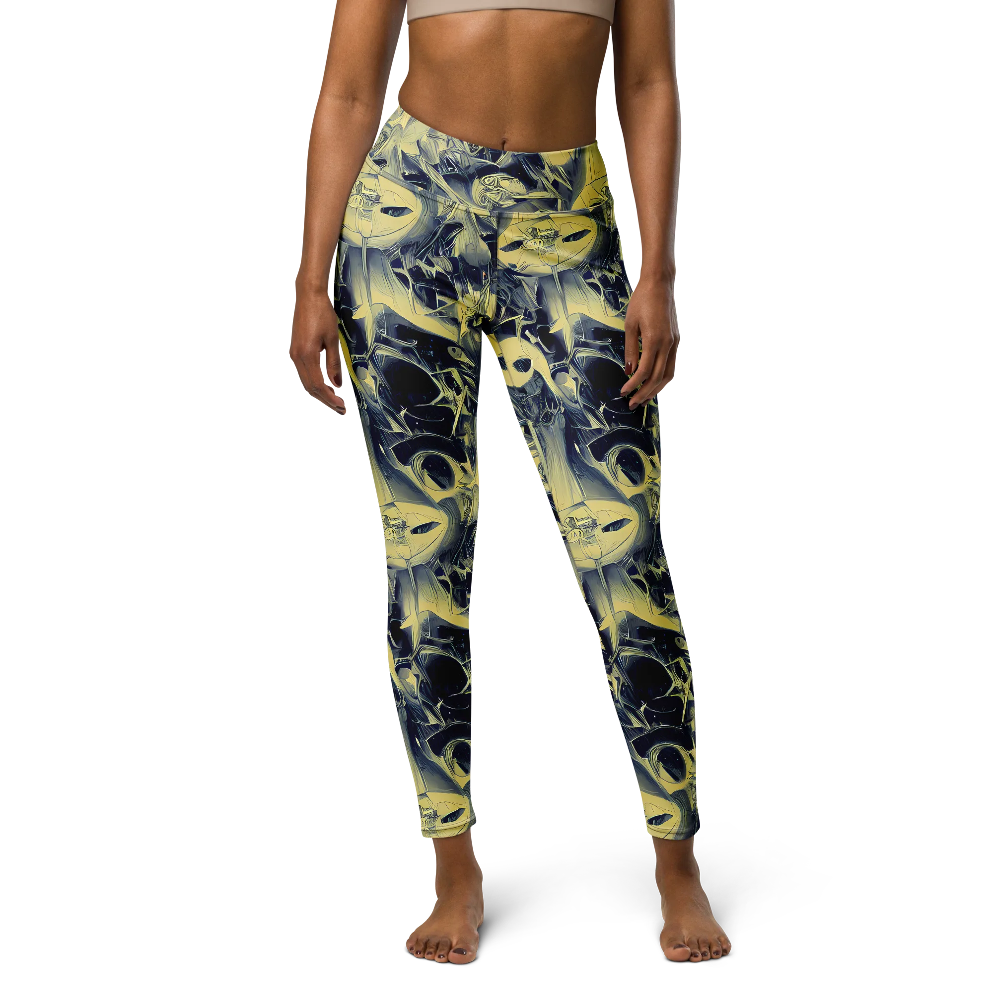 Lunar Distortion on Yoga Leggings — Front