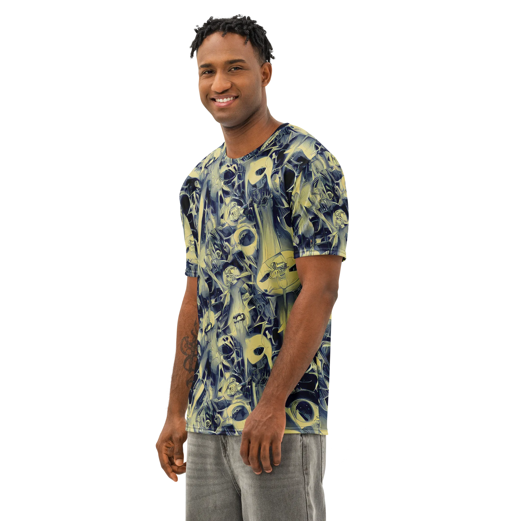 Lunar Distortion on Men's Cotton Crew Neck T-Shirt — Left Front