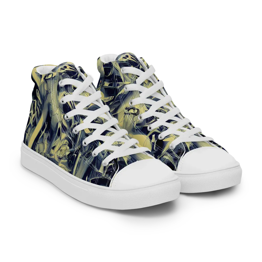 Lunar Distortion on Men's High Top Canvas Shoes — Right Front