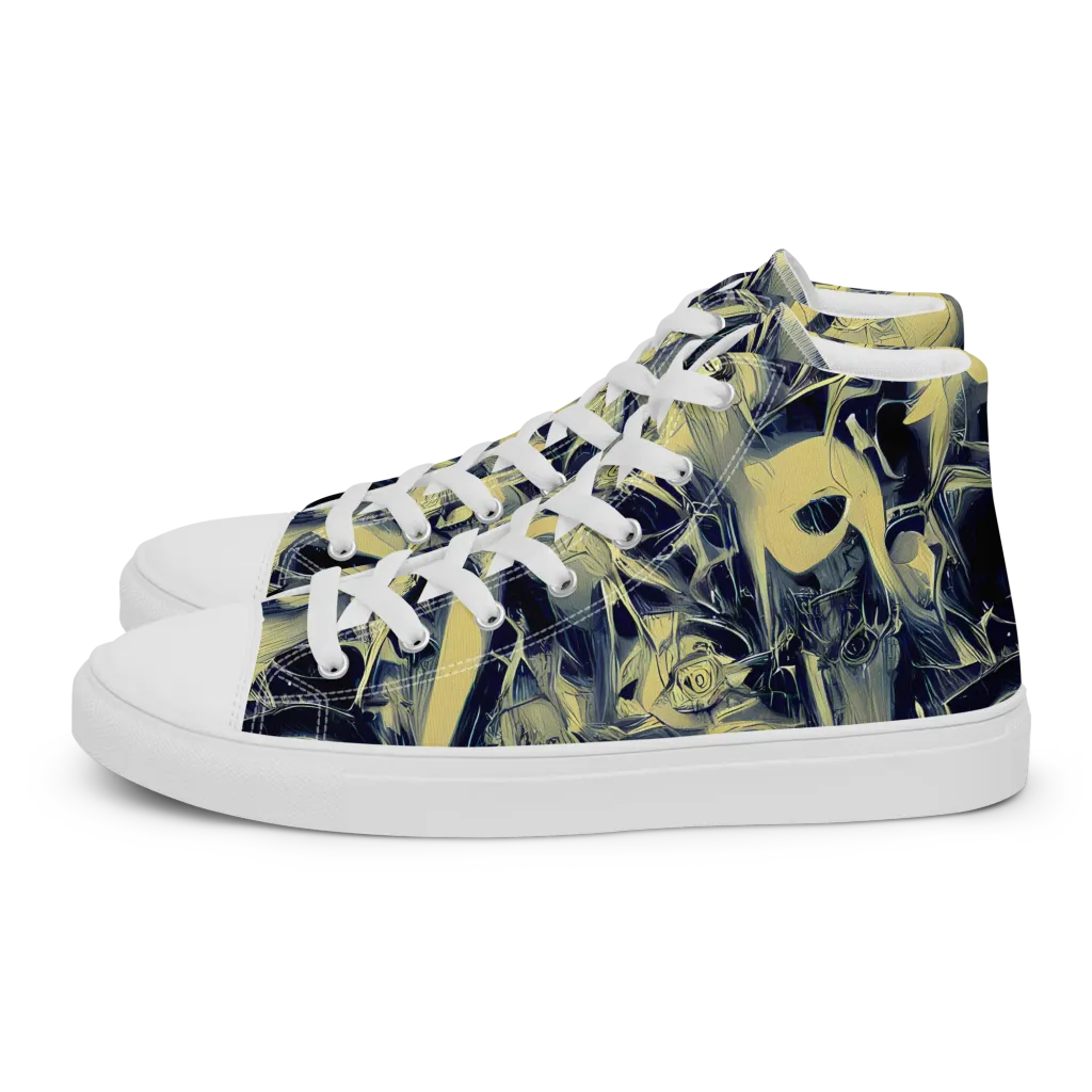 Lunar Distortion on Men's High Top Canvas Shoes — Left