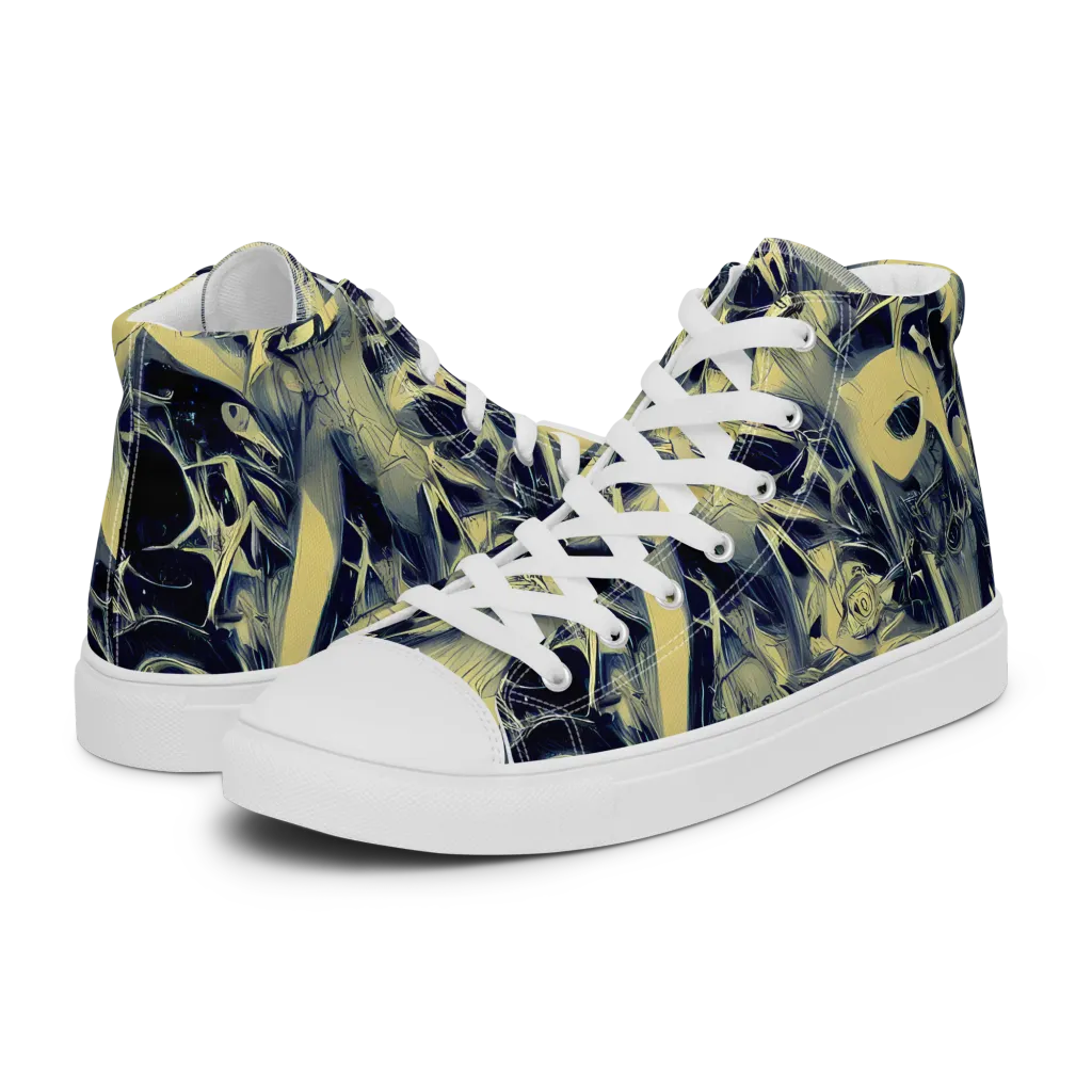 Lunar Distortion on Men's High Top Canvas Shoes — Left