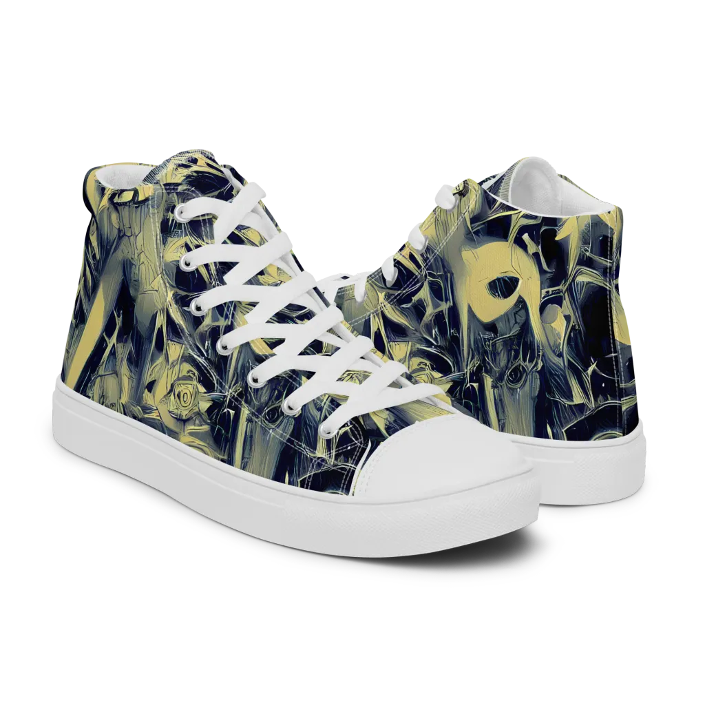 Lunar Distortion on Men's High Top Canvas Shoes — Right