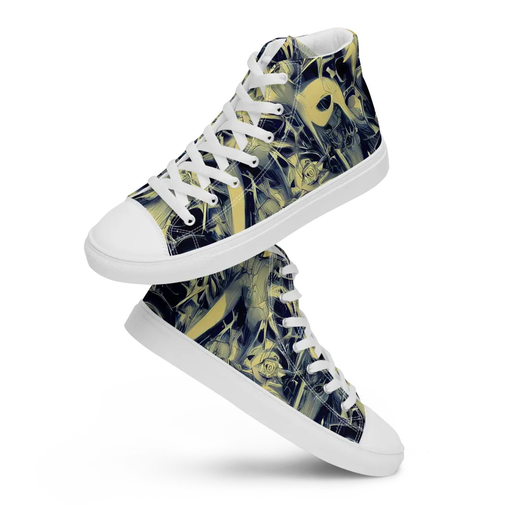 Lunar Distortion on Men's High Top Canvas Shoes — Front
