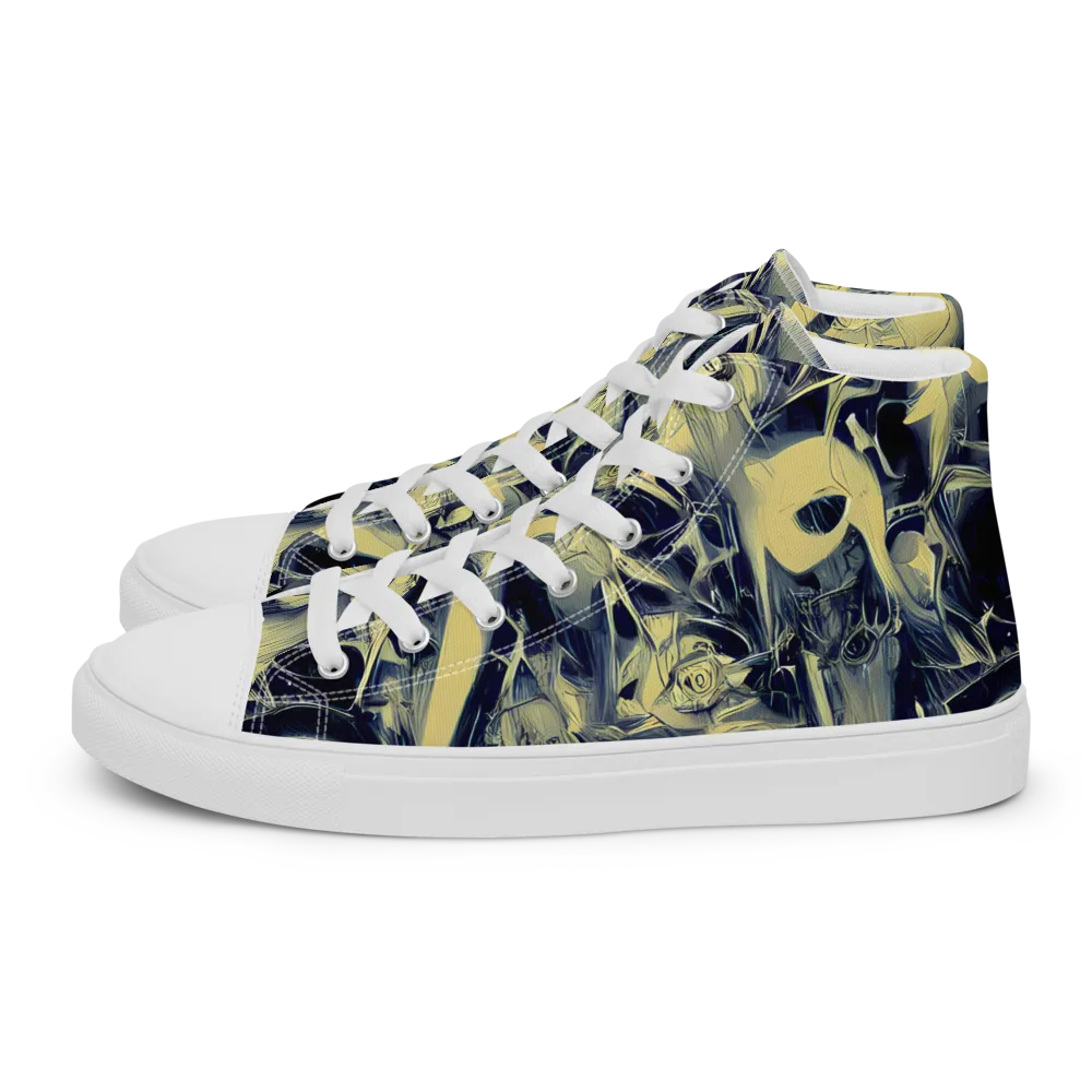 Lunar Distortion on Women's High Top Canvas Shoes — Left