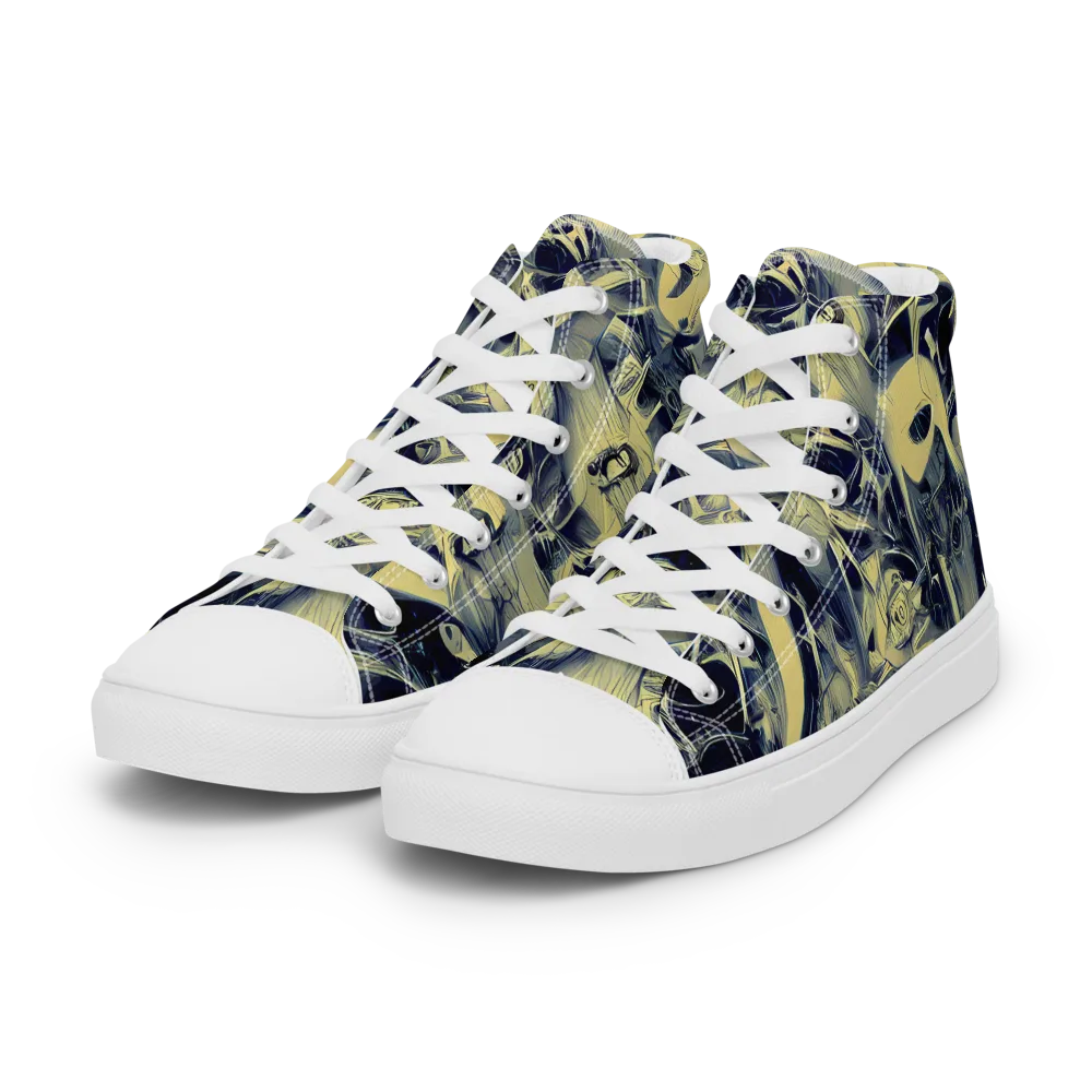 Lunar Distortion on Women's High Top Canvas Shoes — Left Front