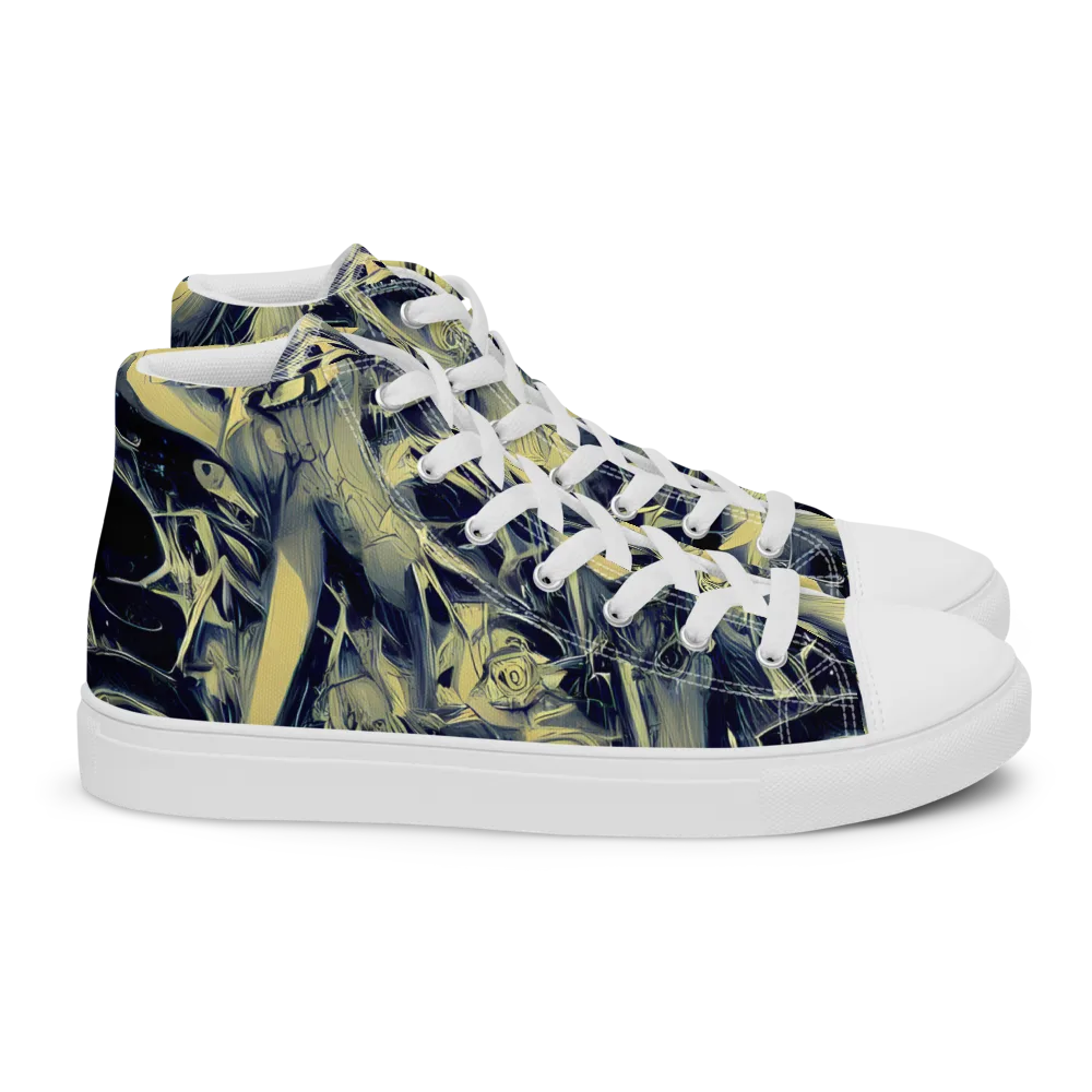 Lunar Distortion on Women's High Top Canvas Shoes — Right