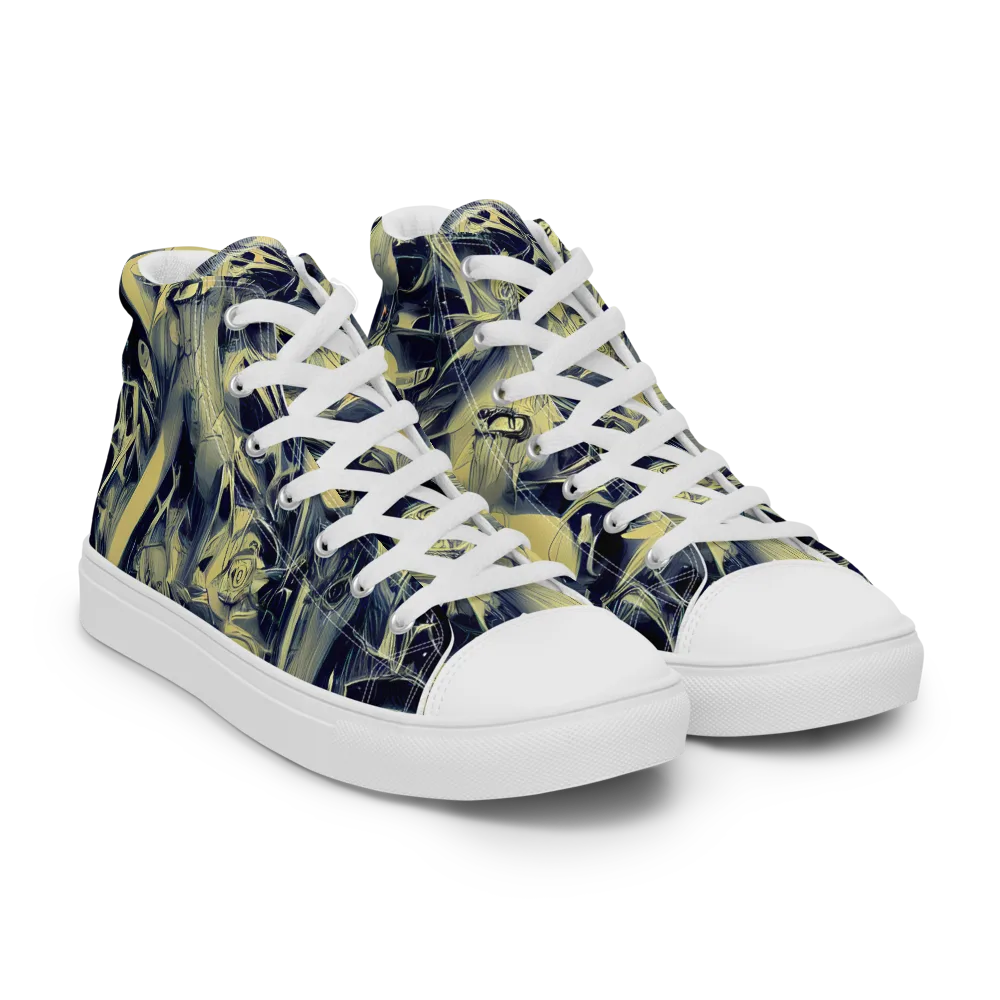 Lunar Distortion on Women's High Top Canvas Shoes — Right Front