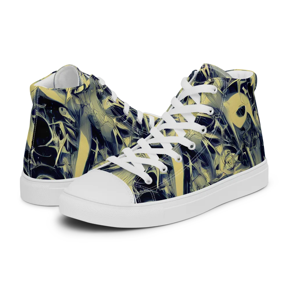 Lunar Distortion on Women's High Top Canvas Shoes — Left