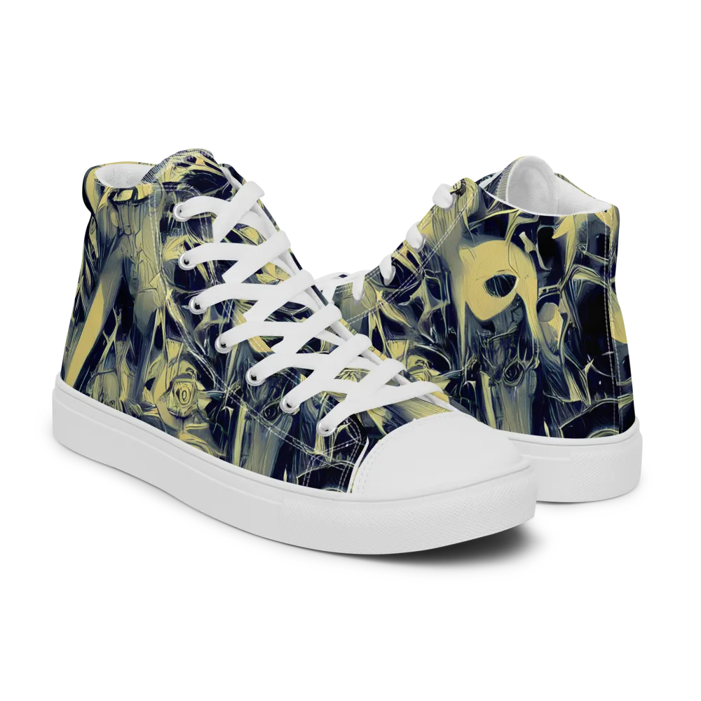 Lunar Distortion on Women's High Top Canvas Shoes — Right