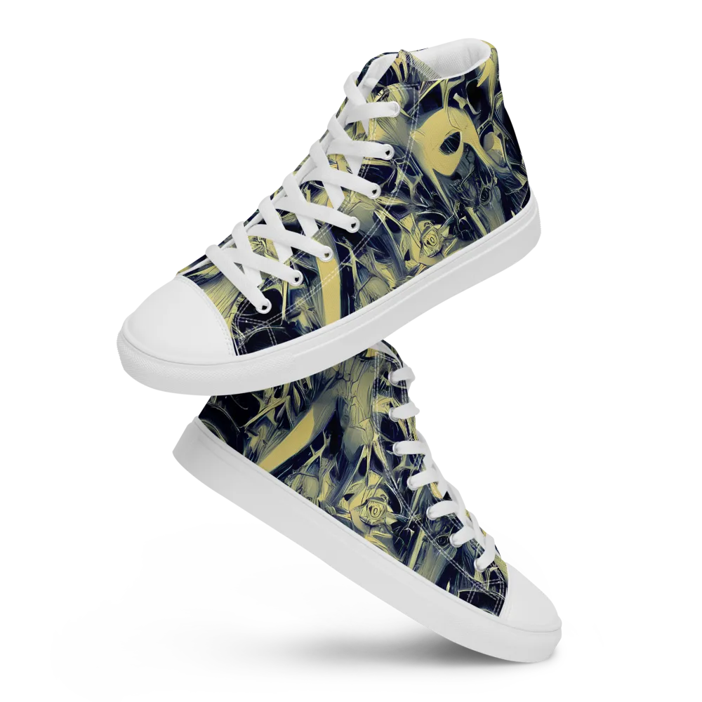 Lunar Distortion on Women's High Top Canvas Shoes — Front