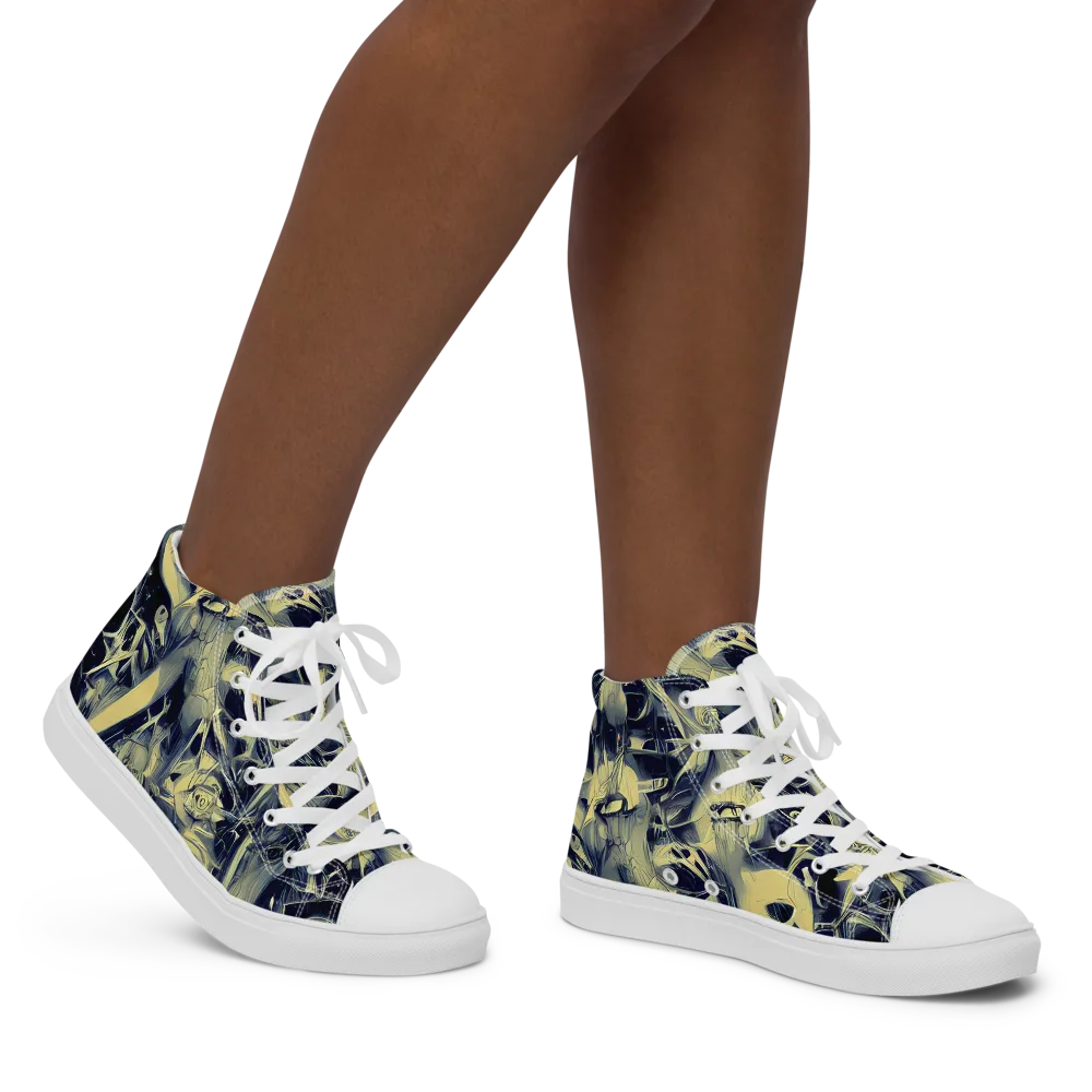 Lunar Distortion on Women's High Top Canvas Shoes — Right