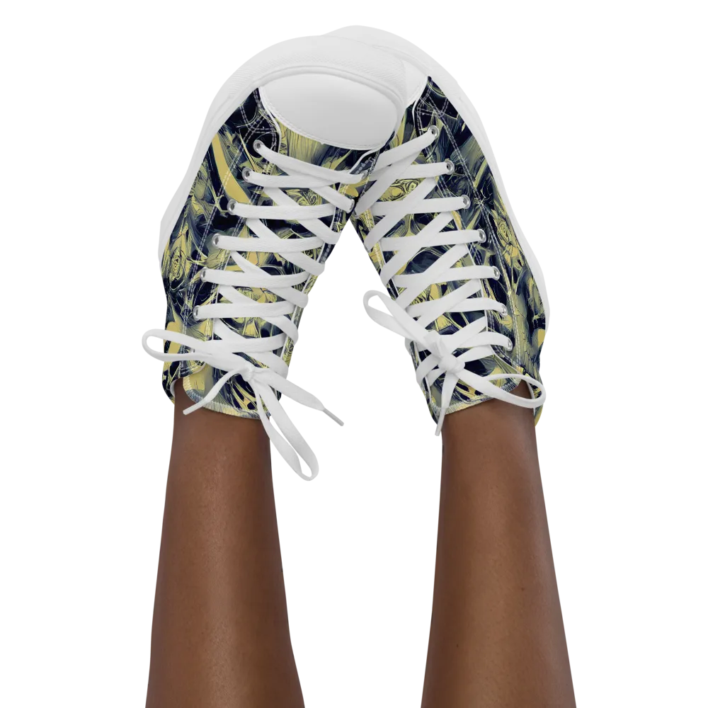 Lunar Distortion on Women's High Top Canvas Shoes — Front