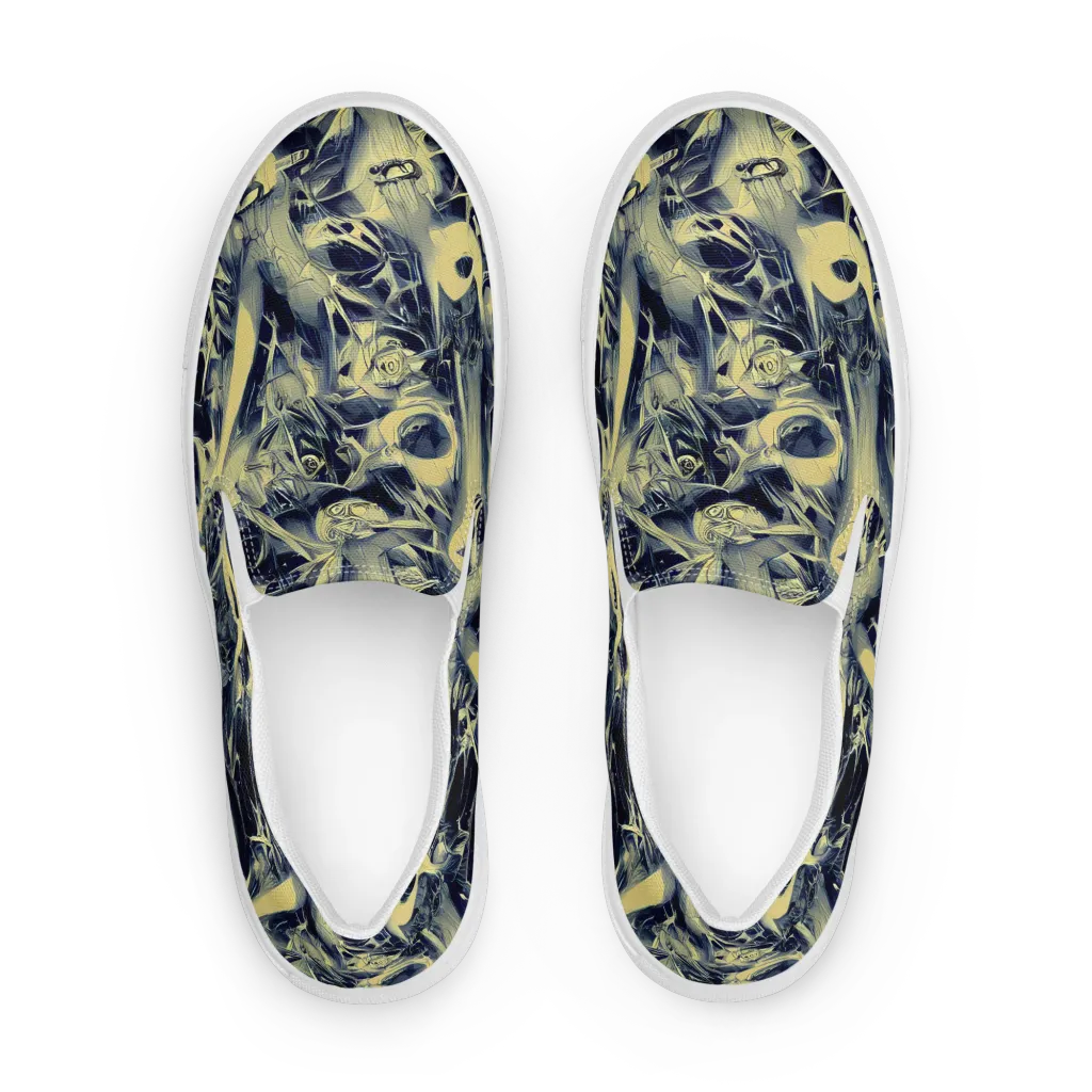 Lunar Distortion on Men's Slip-On Canvas Shoes — Front