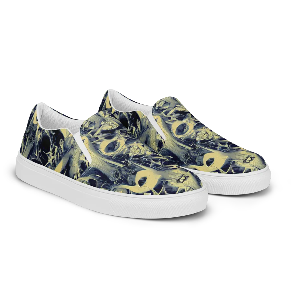 Lunar Distortion on Men's Slip-On Canvas Shoes — Right Front