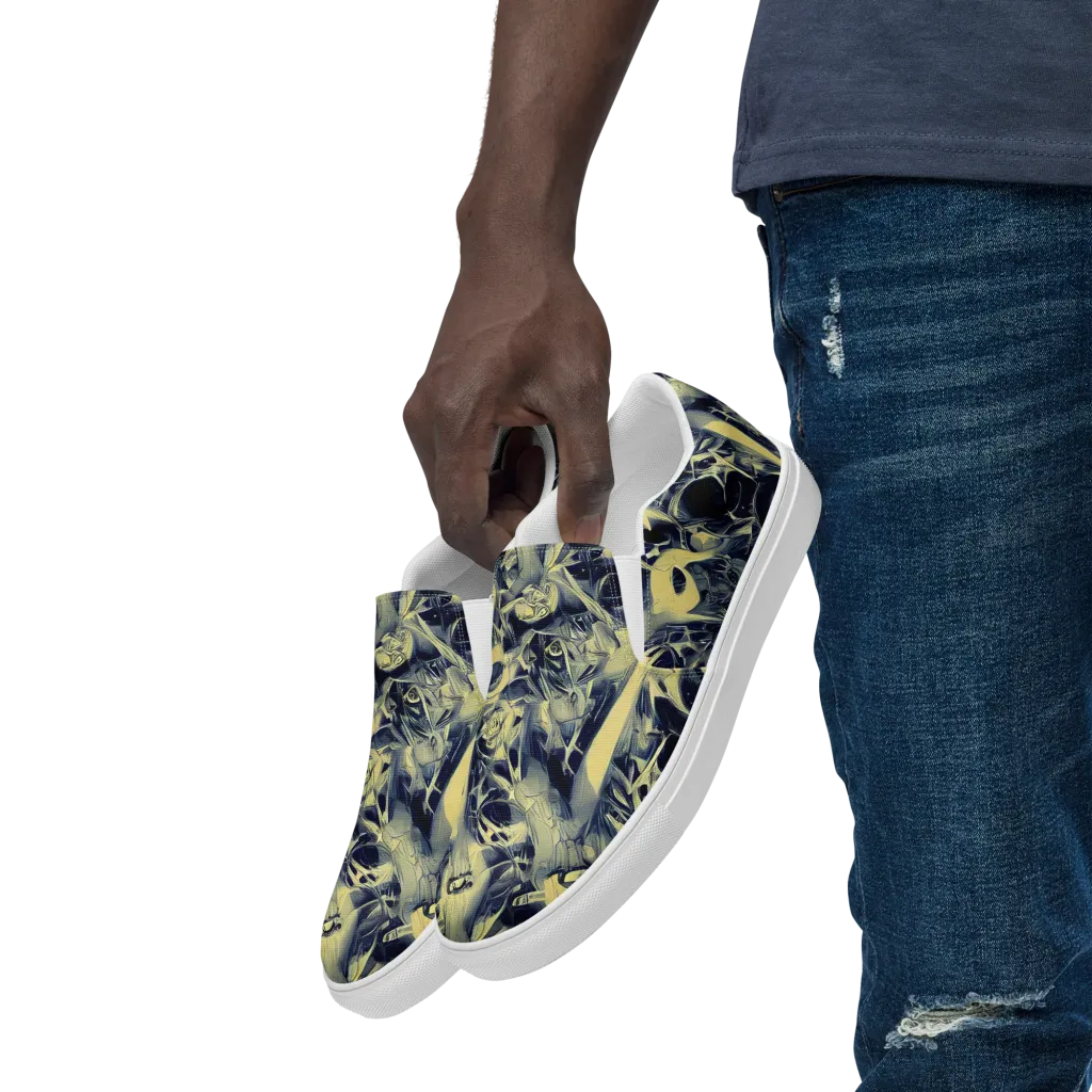 Lunar Distortion on Men's Slip-On Canvas Shoes — Left Front