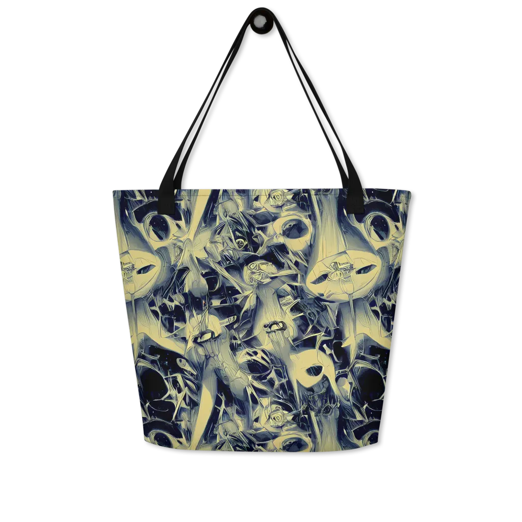 Lunar Distortion on Large Tote Bag W/ Pocket — Front