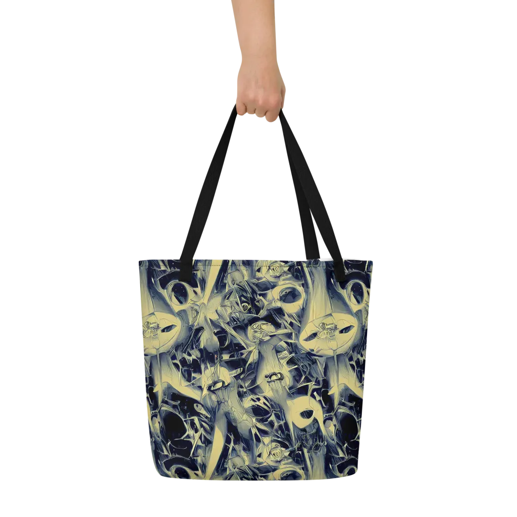 Lunar Distortion on Large Tote Bag W/ Pocket — Front