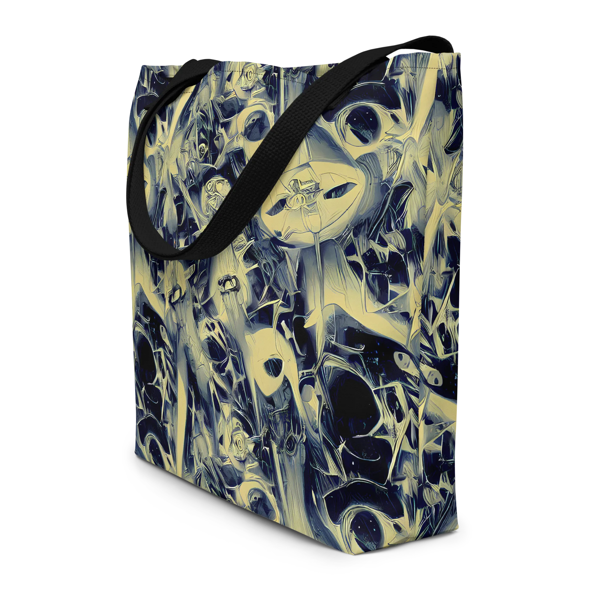 Lunar Distortion on Large Tote Bag W/ Pocket — Front