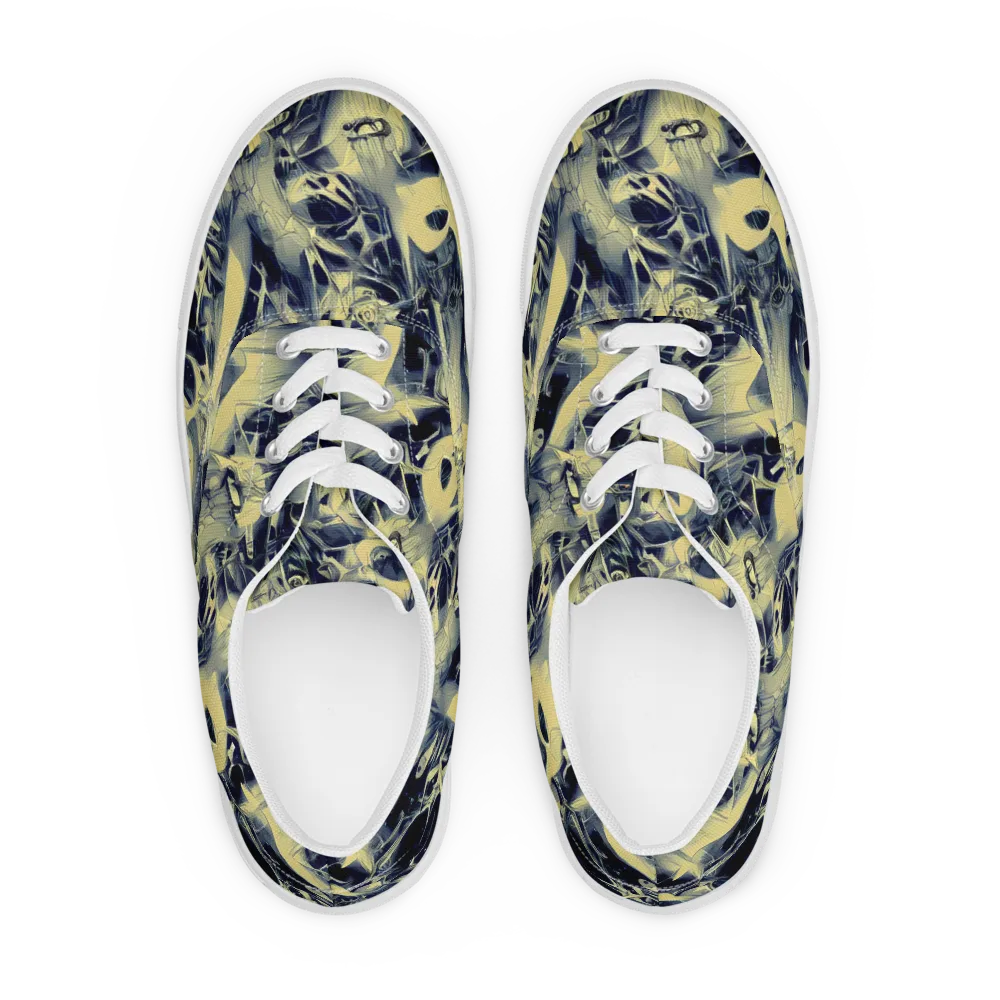 Lunar Distortion on Men's Lace-Up Canvas Shoes — Front