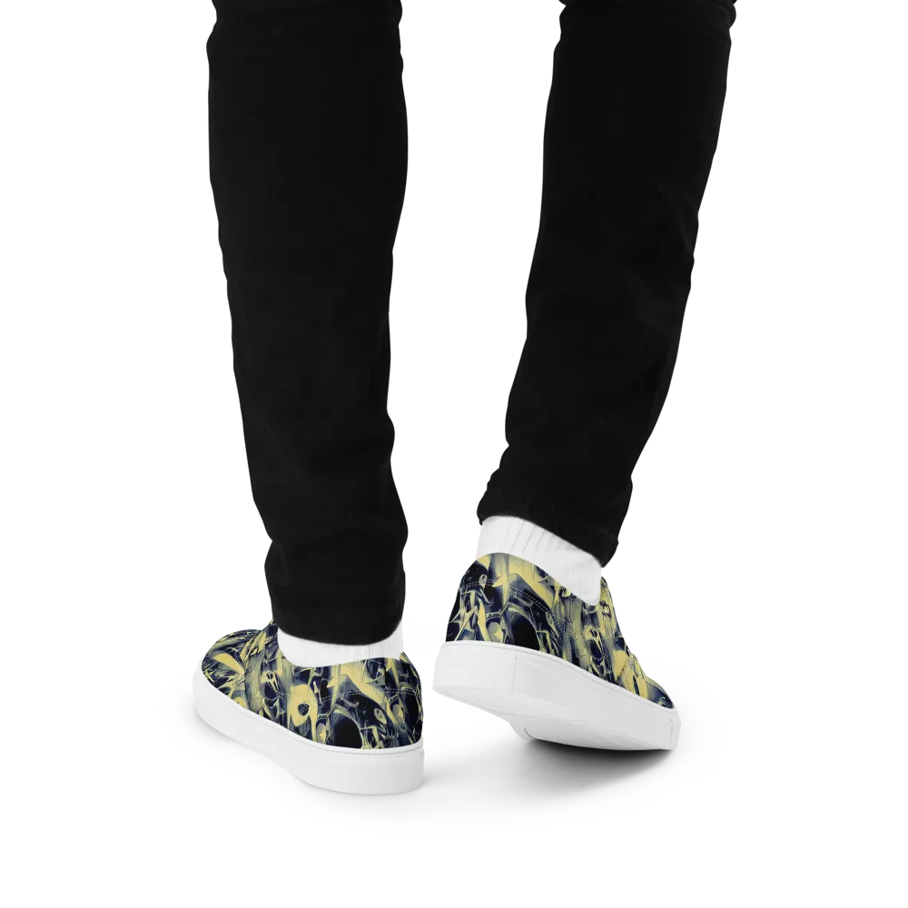 Lunar Distortion on Men's Lace-Up Canvas Shoes — Back