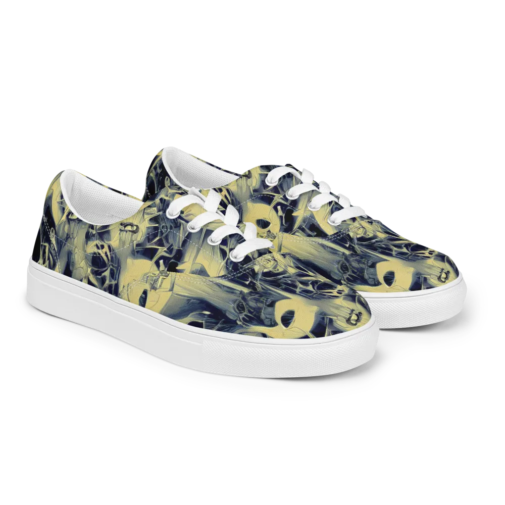 Lunar Distortion on Men's Lace-Up Canvas Shoes — Right Front
