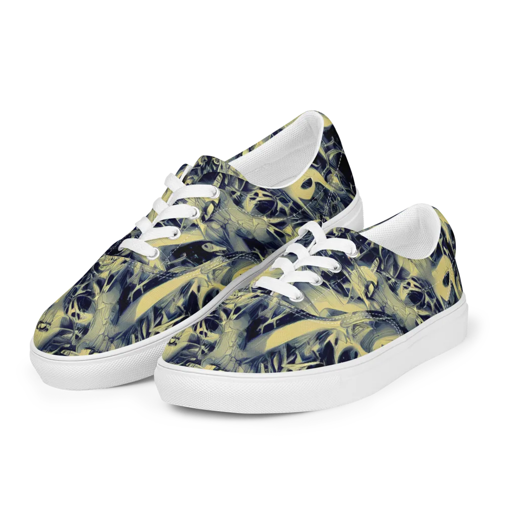 Lunar Distortion on Men's Lace-Up Canvas Shoes — Left Front