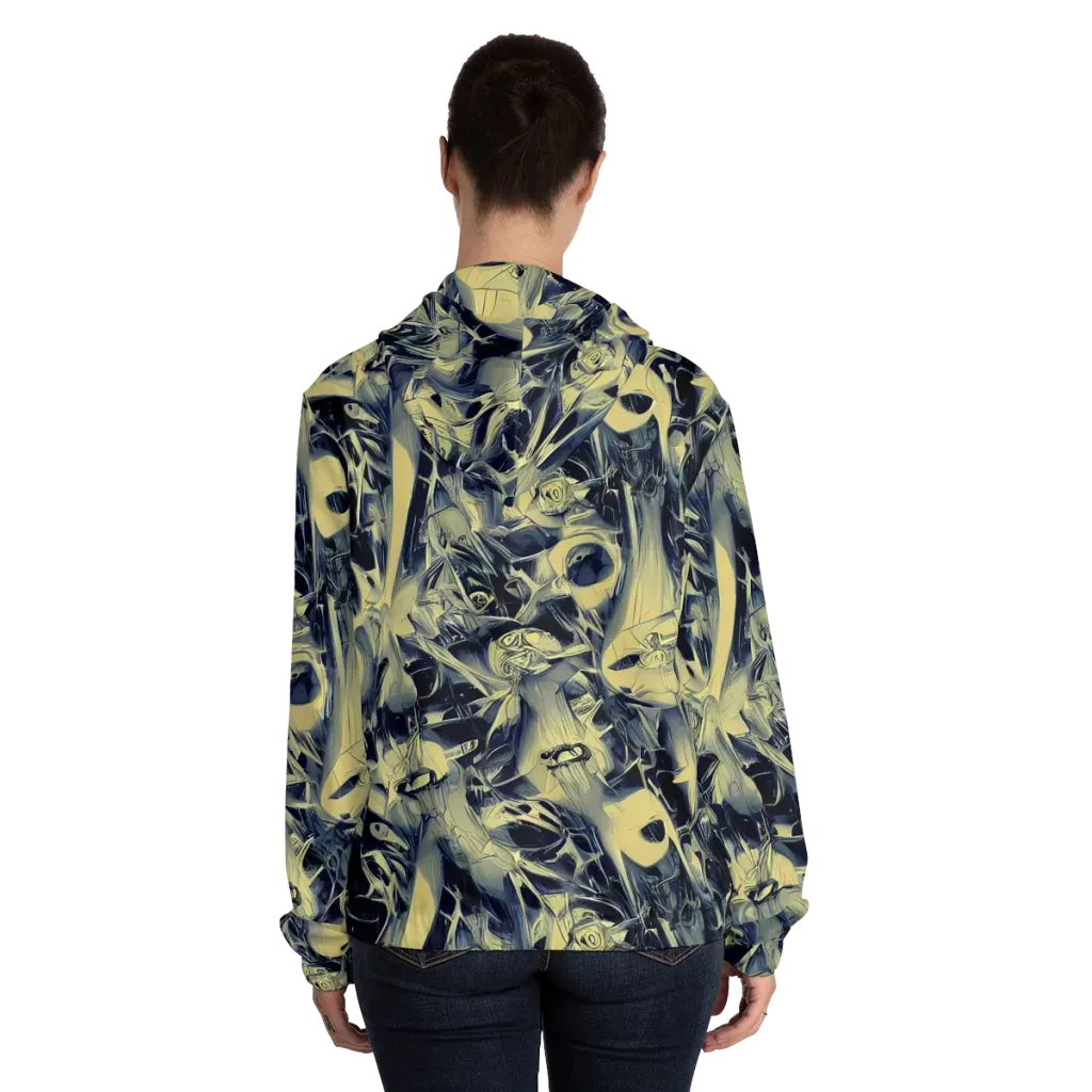 Lunar Distortion on Women's Full-Zip Hoodie — Back On Person
