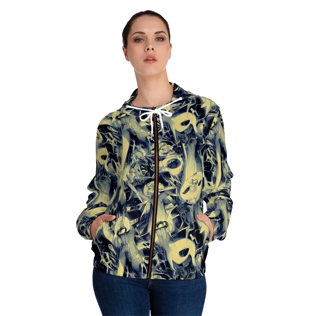 Lunar Distortion on Women's Full-Zip Hoodie — Front On Person
