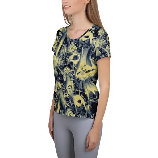 Lunar Distortion on a Women's Athletic T-Shirt