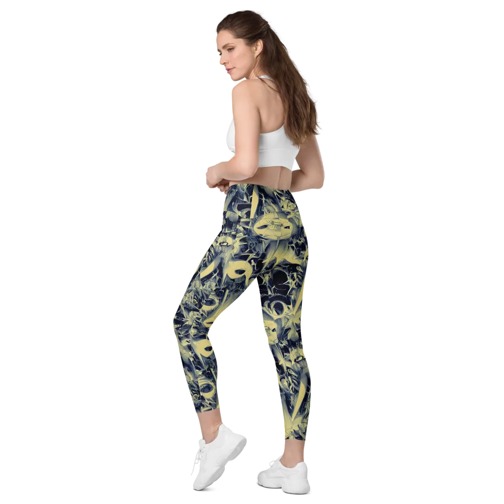 Lunar Distortion on Leggings with Pockets — Left Back