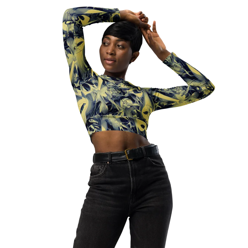Lunar Distortion on Long Sleeve Crop Top — Front