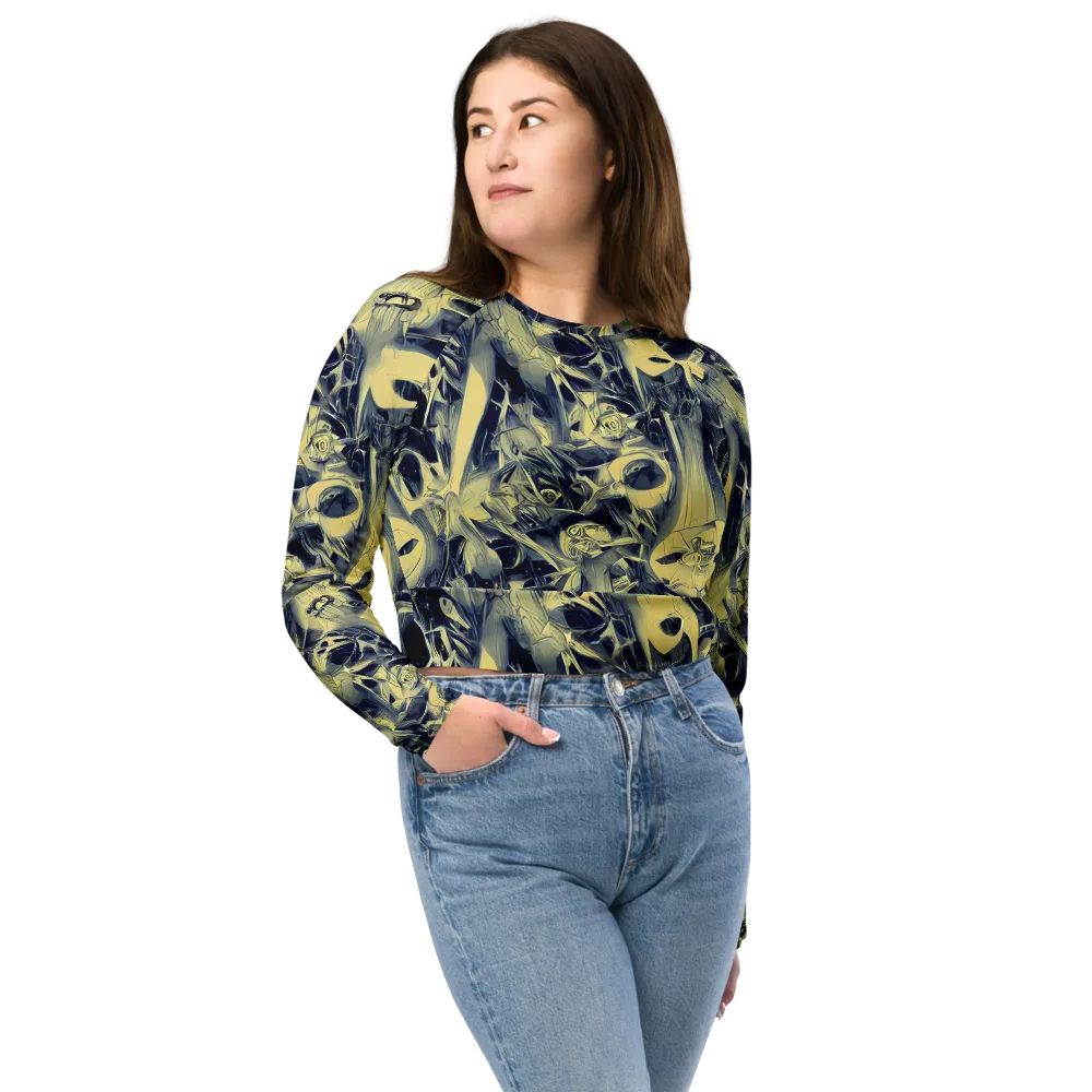 Lunar Distortion on Long Sleeve Crop Top — Front